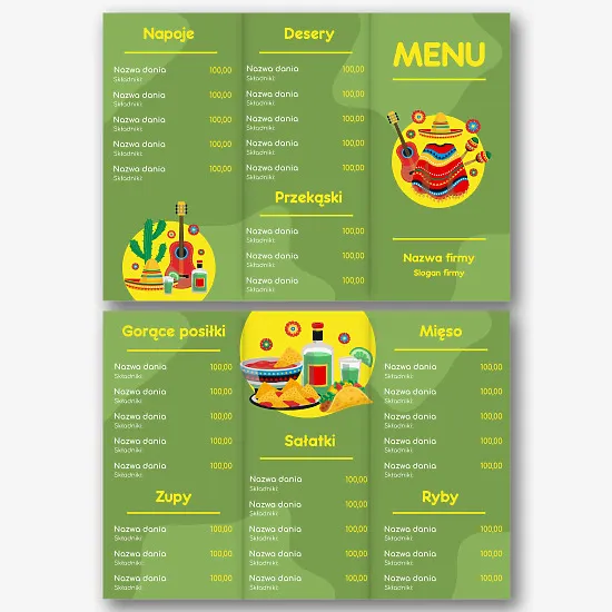 Szablon menu kuchni meksykańskiej
