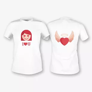 Template of a pair of T-shirts for lovers