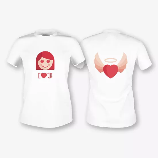 Template of a pair of T-shirts for lovers