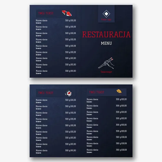 Szablon menu restauracji azjatyckiej