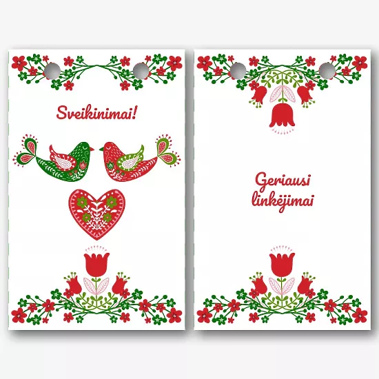 Popierinio maišelio šablonas su liaudies raštu