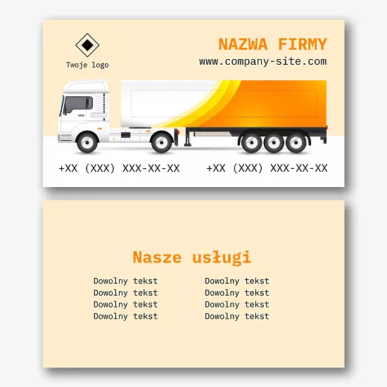 Szablon wizytówki firmy transportowej