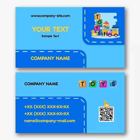 Children's toy store business card template