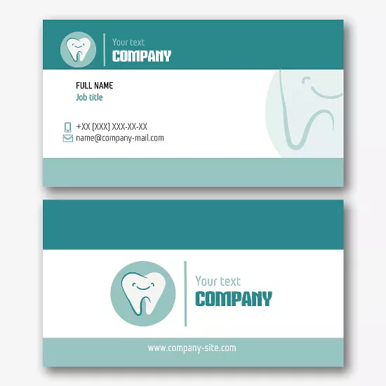 Business card template for a dentist, orthodontist, dental therapist