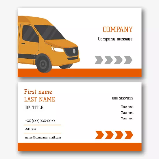 The template of a business card of a trucking company