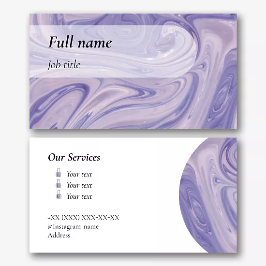 Abstract business card template of a manicure master