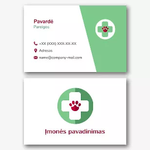 Veterinarijos klinikos vizitinės kortelės Šablonas