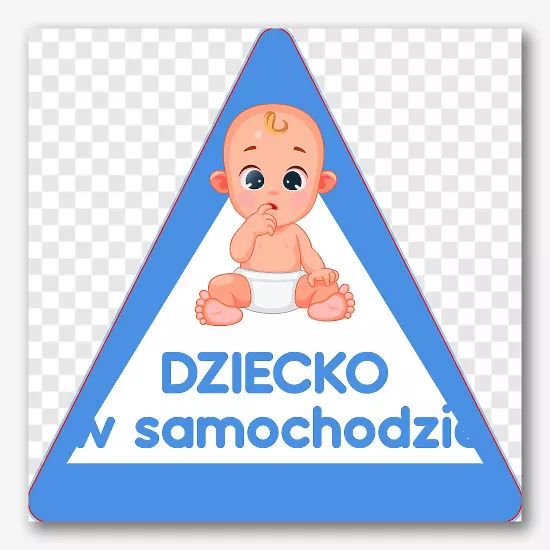 Wzór naklejki dziecko w samochodzie