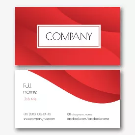 Abstract business card template with a red wave