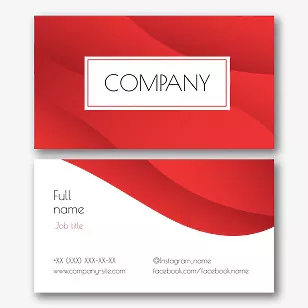 Abstract business card template with a red wave
