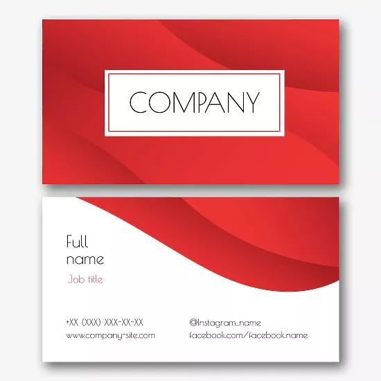 Abstract business card template with a red wave
