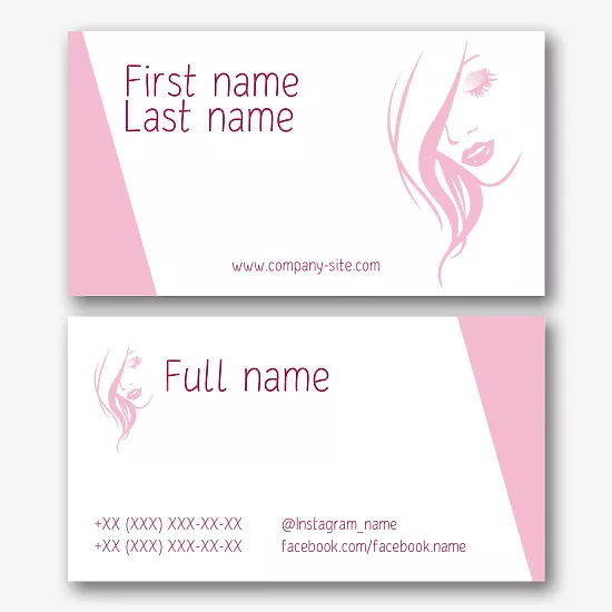 The template of the business card of the master of the beauty salon