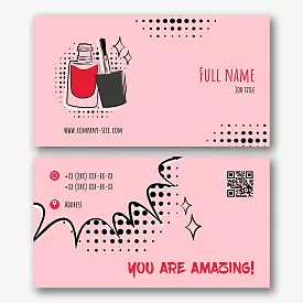 The template of a bright business card of a manicure master