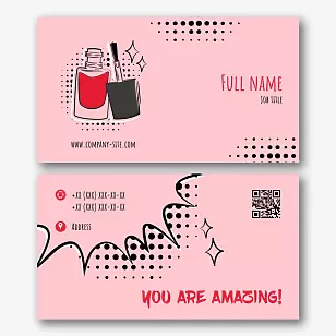 The template of a bright business card of a manicure master