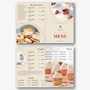 Szablon menu kawiarni cukierni