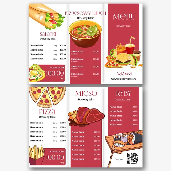 Szablon menu restauracji fast food