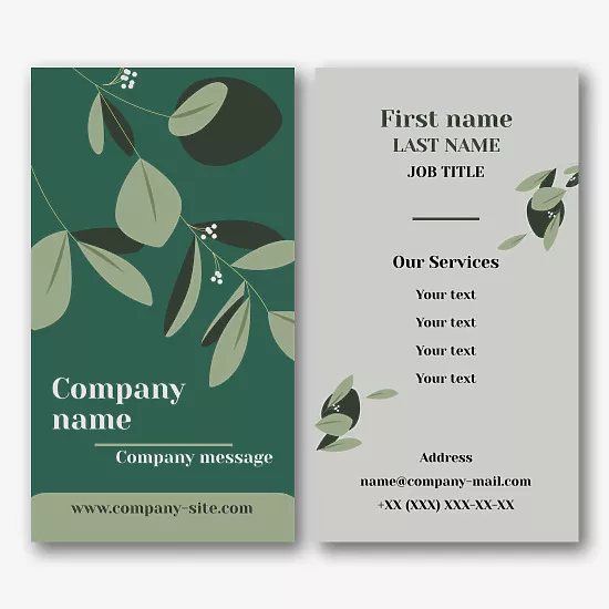 A business card template with a natural design