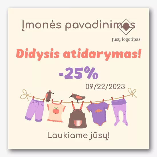 Vaikų drabužių parduotuvės reklamjuostės šablonas