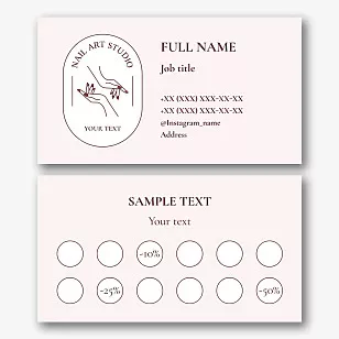 The template of a feminine business card of a manicure master