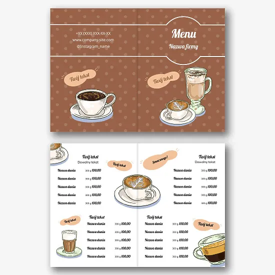 Szablon menu kawiarni