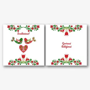 Popierinio maišelio šablonas su liaudies raštu