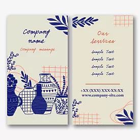Company business card template with vases 