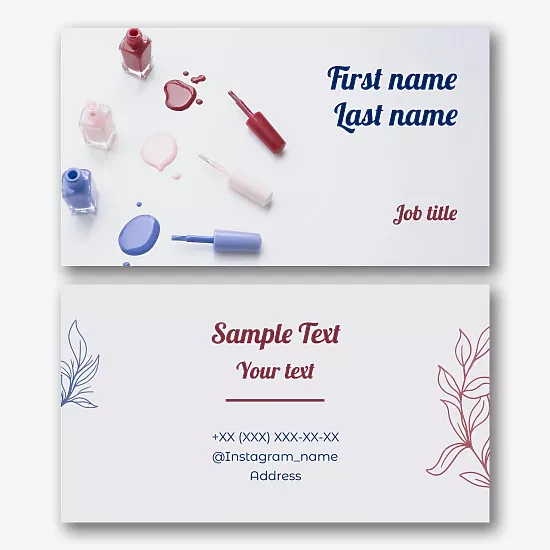 The template of a stylish business card of a manicure master