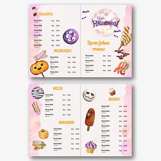 Szablon menu na Halloween