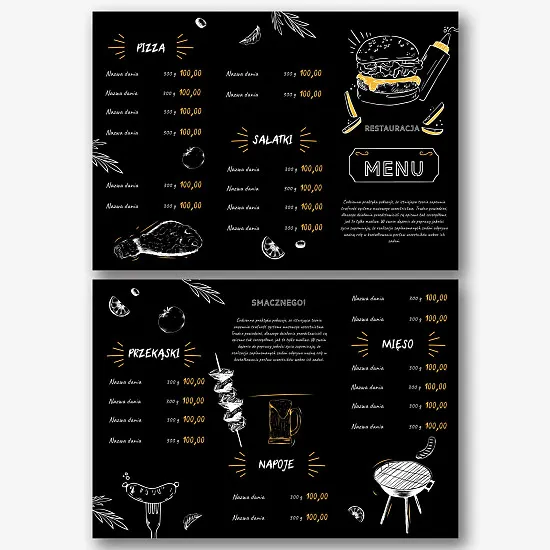 Szablon menu restauracji