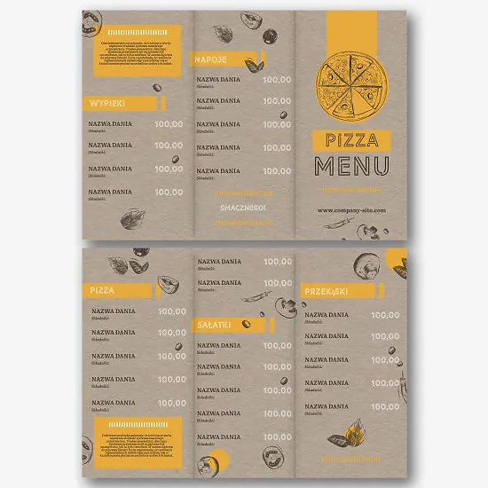 Szablon menu pizzerii
