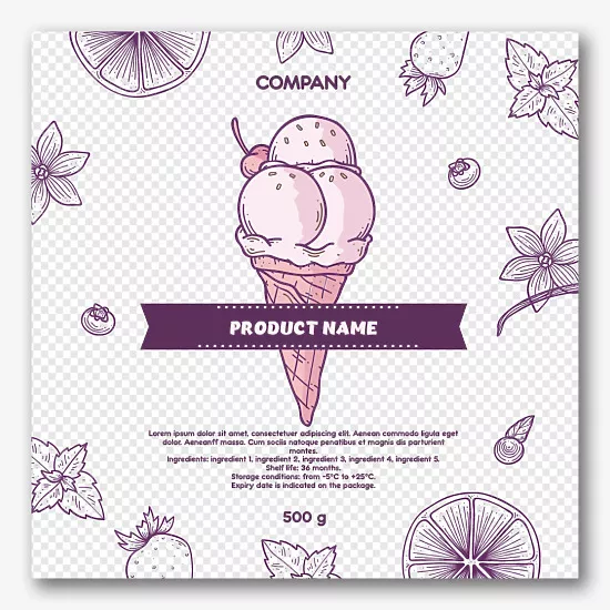 Ice Cream Packaging label template