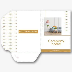Template for a paper folder of a furniture salon