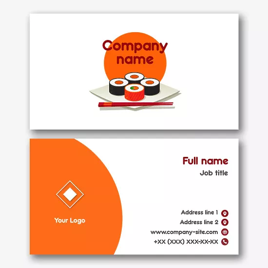 Sushi restaurant business card template