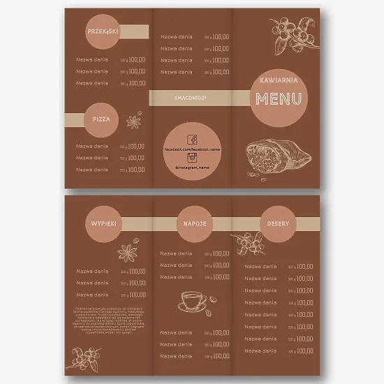 Szablon menu kawiarni