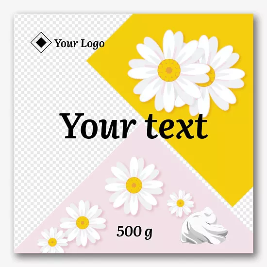 Label template for packaging for cream with chamomile