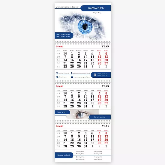 Szablon kalendarza kwartalnego kliniki okulistycznej