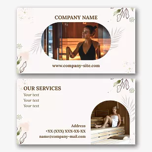 Business card template for a spa center with a sauna