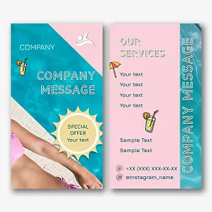 Business card template for a spa center with a swimming pool