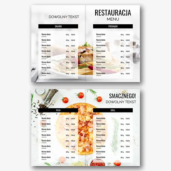 Szablon menu restauracji