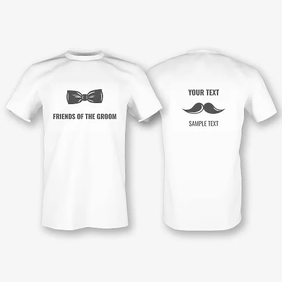 A T-shirt template with a print for the groom's friends