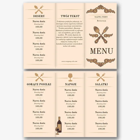 Szablon menu restauracji Retro