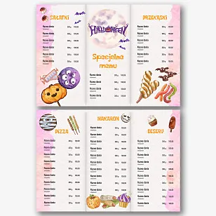 Szablon menu na Halloween