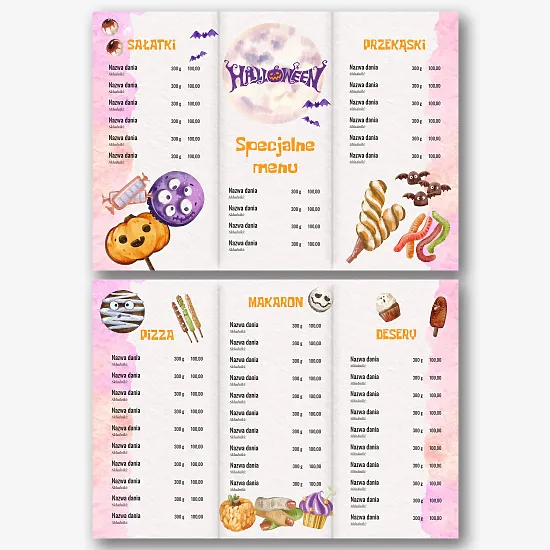 Szablon menu na Halloween