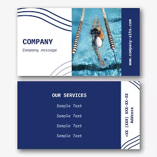 Business card template for a sports center with a swimming pool 