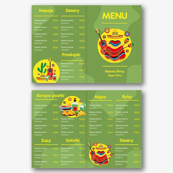 Szablon menu kuchni meksykańskiej