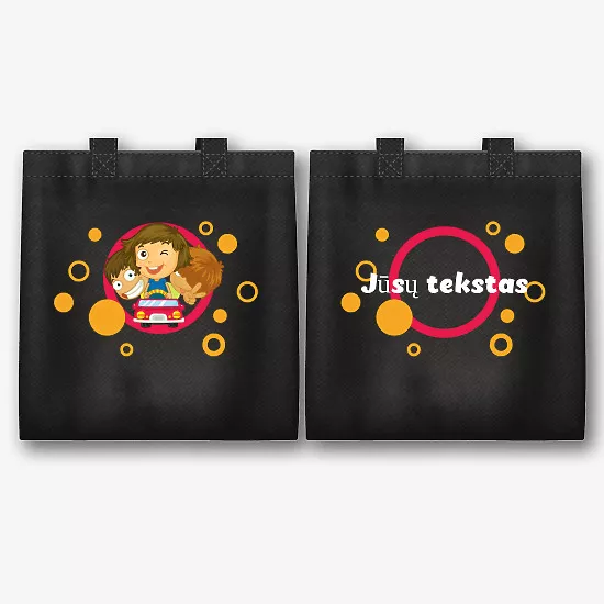 Drobės maišelio raštas su spauda