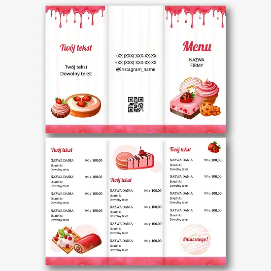 Szablon menu kawiarni-cukierni