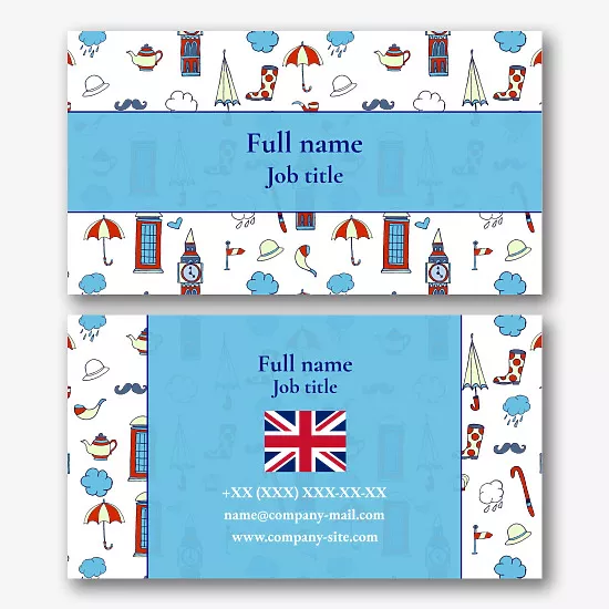 English teacher's business card template