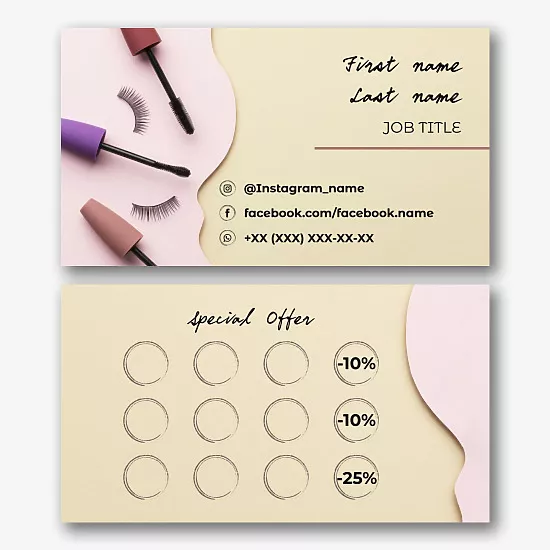 The template of the business card of the master of eyelashes