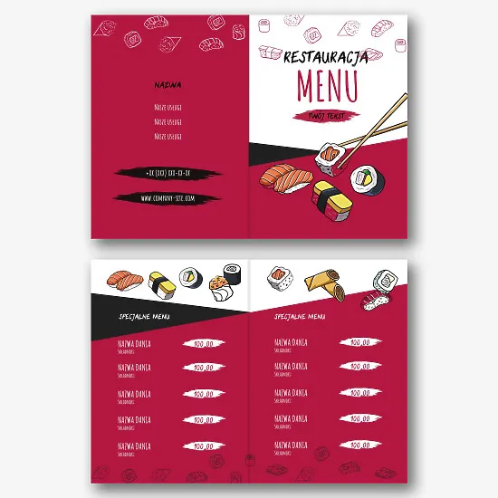 Szablon menu japońskiej restauracji